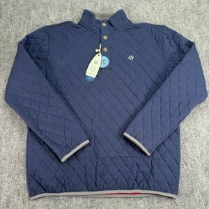 Castaway Nantucket Sweatshirt Mens Small Navy Cross Rip Quilted Pullover Cotton